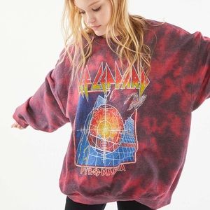 Urban Outfitters Def Leppard Oversized Tie-Dye Crewneck